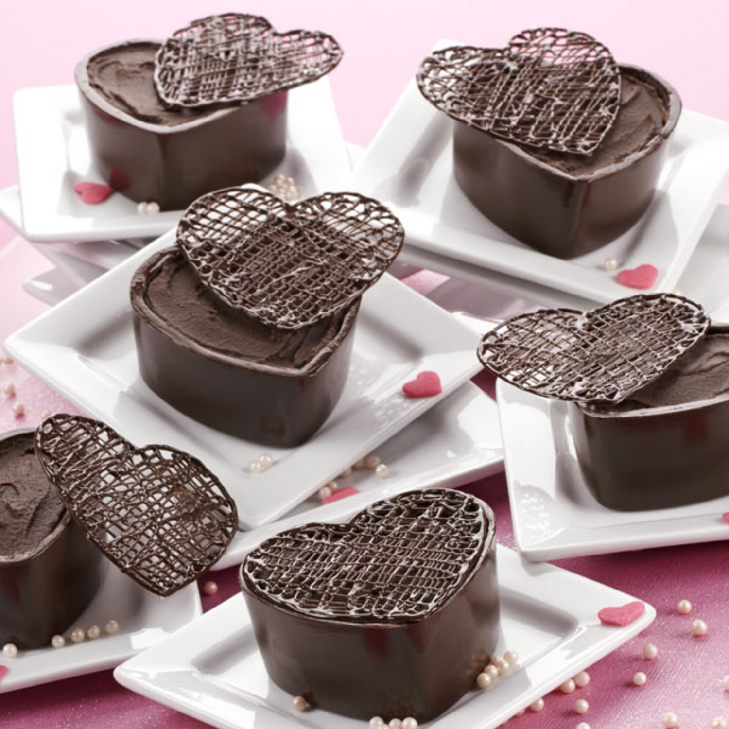 Decadent Dark Cocoa Raspberry Mousse Hearts