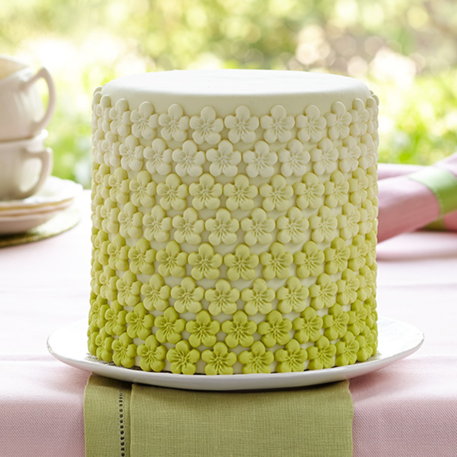 Green Ombre Flower Cake