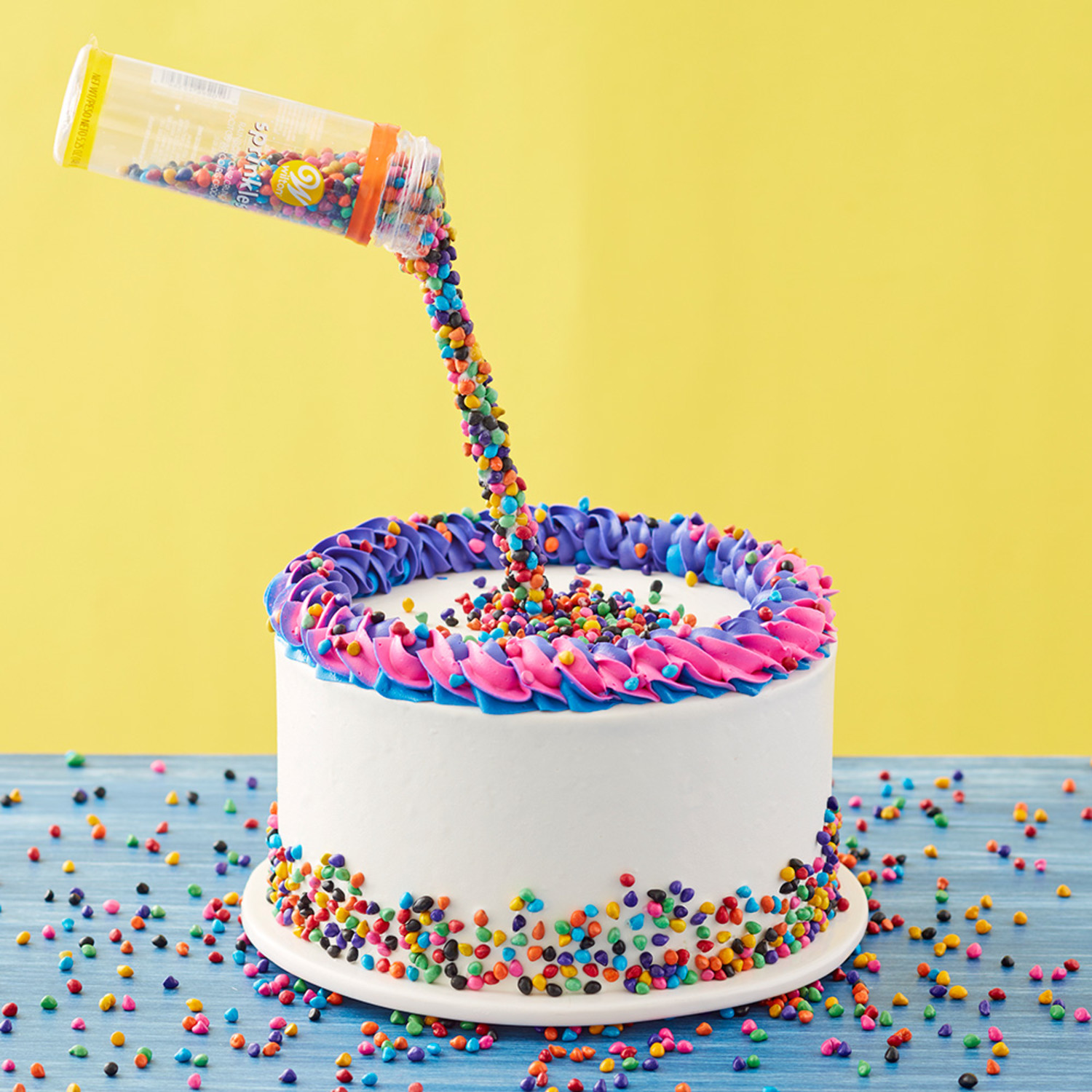 Pink Sprinkles Cake with Macarons and Ballerinas - Curly Girl Kitchen