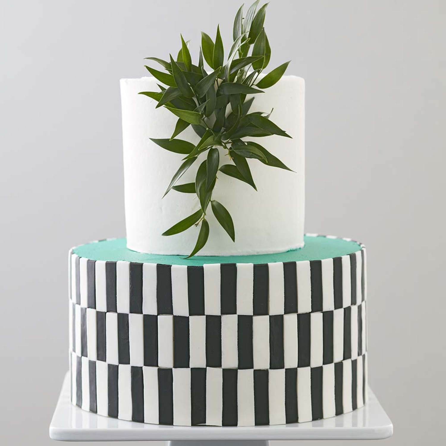 Black White and Teal All Over Cake