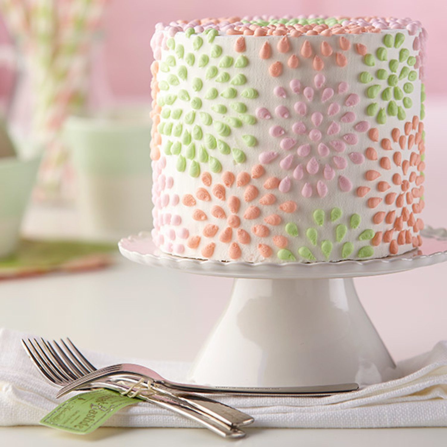 Polka-Dotted Flower Cake