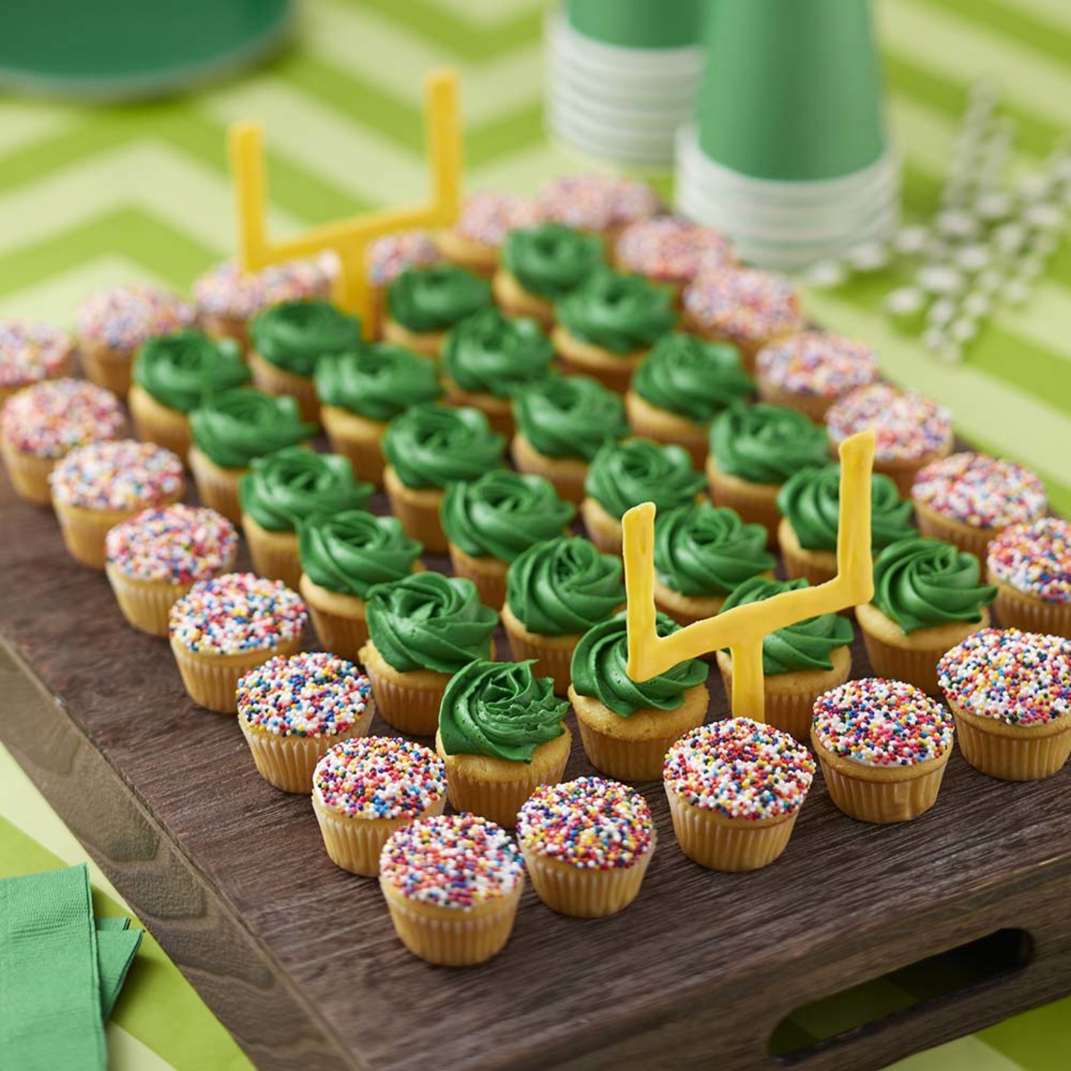 Game Day Football Field and Team Color Mini Cupcakes