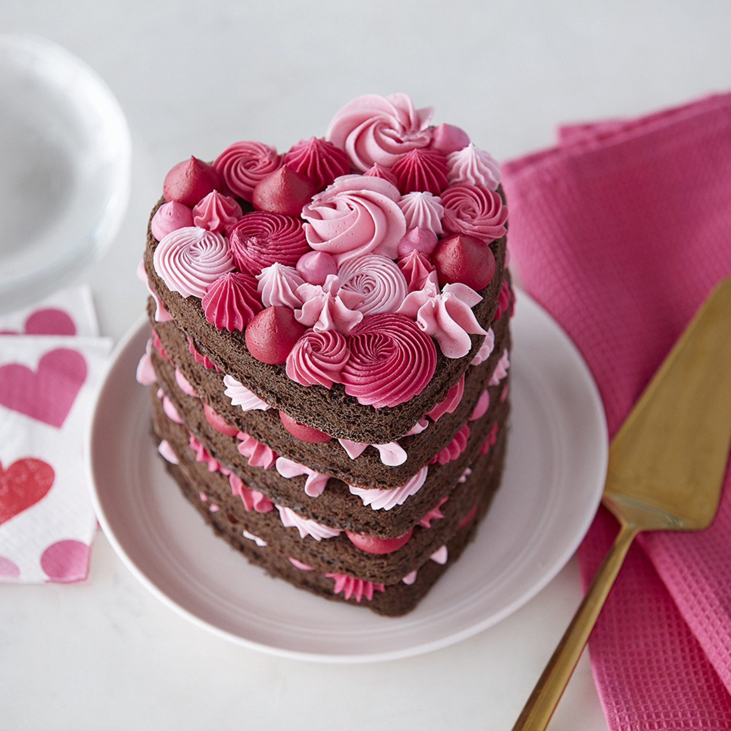 Valentine's Day Ombre Heart Cake - Beyond Frosting