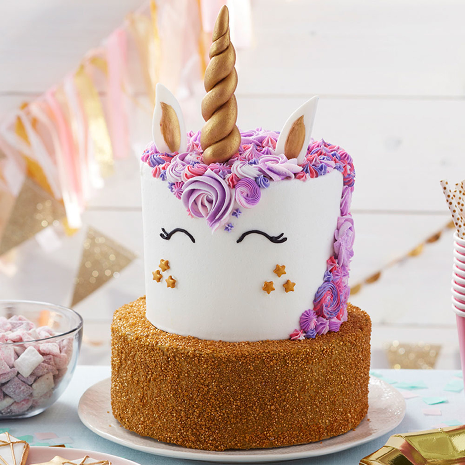 Beautiful Bright Cake Decorated In The Form Of Fantasy Unicorn Concept Of A  Festive Dessert For Kids Birthday Stock Photo - Download Image Now - iStock