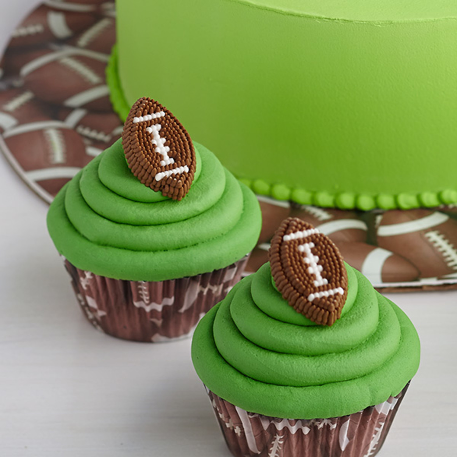 Mighty Mini Football Cupcakes