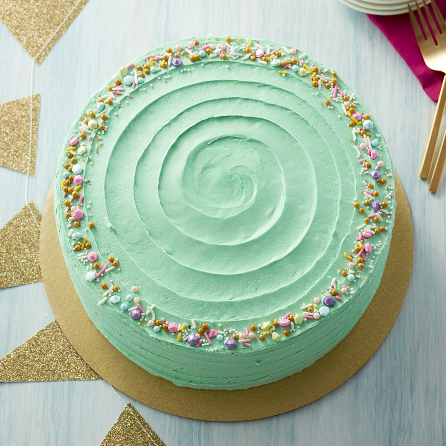 Tickled Teal Buttercream Cake