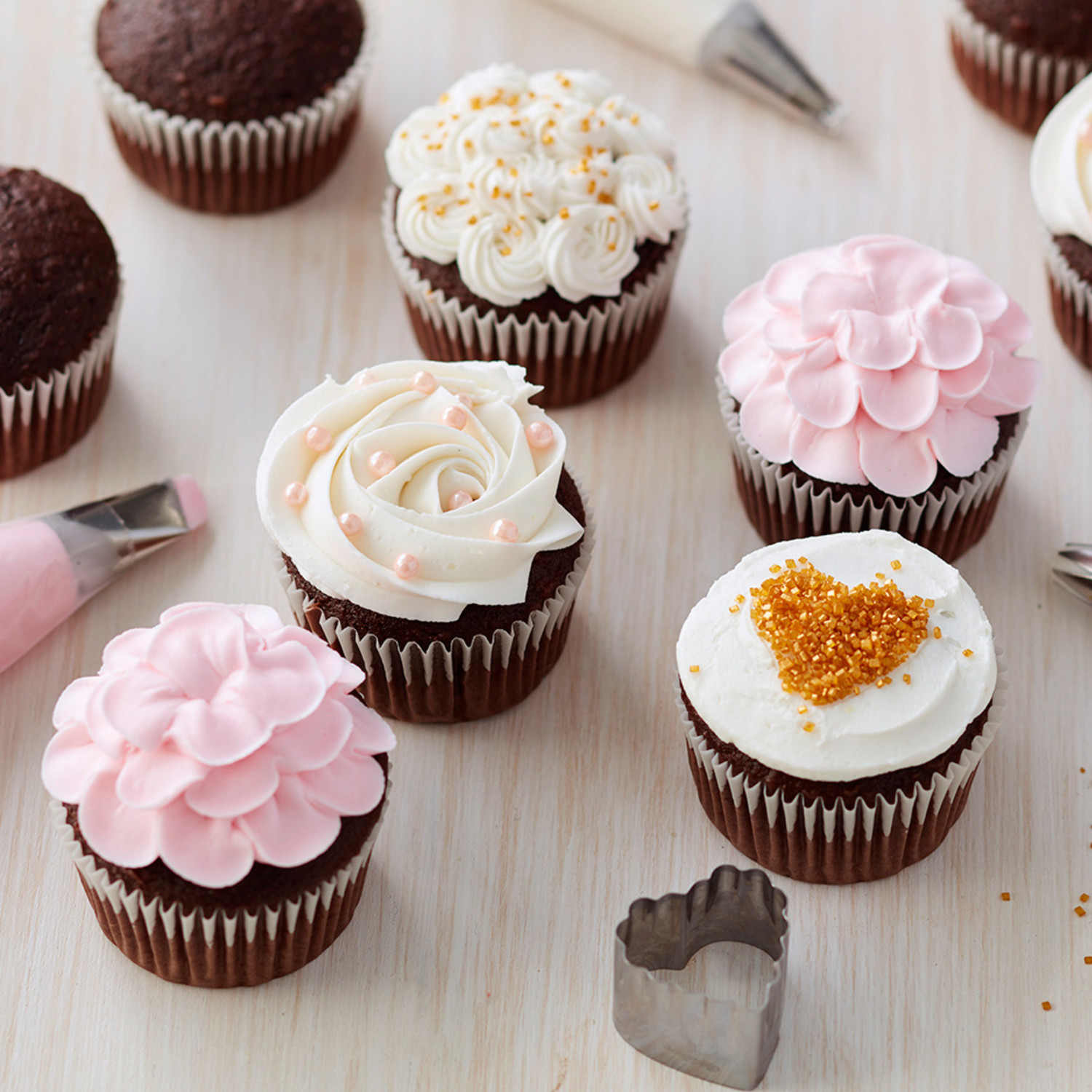 Pink, White, & Gold Cupcakes - Wilton