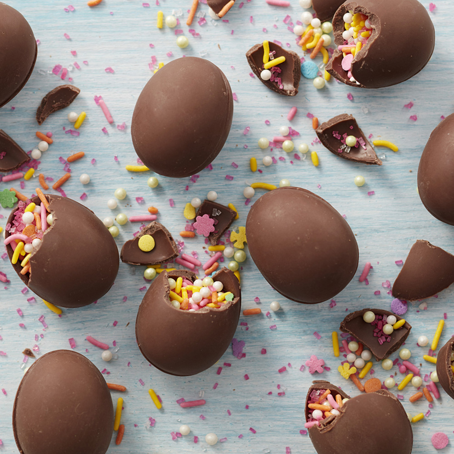 Sprinkle-Filled Chocolate Easter Eggs