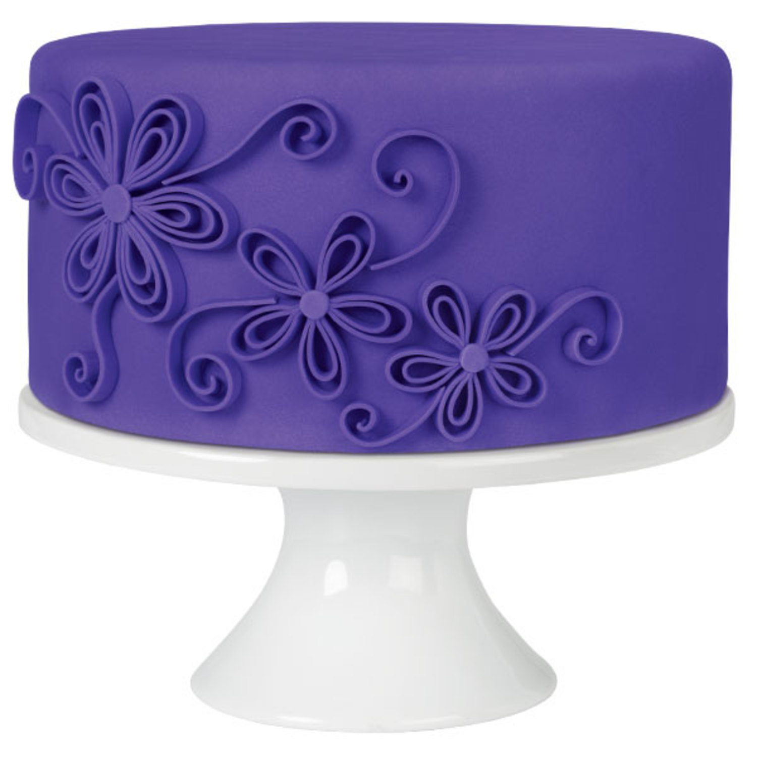 Quilled Flowers Purple Fondant Cake - Wilton