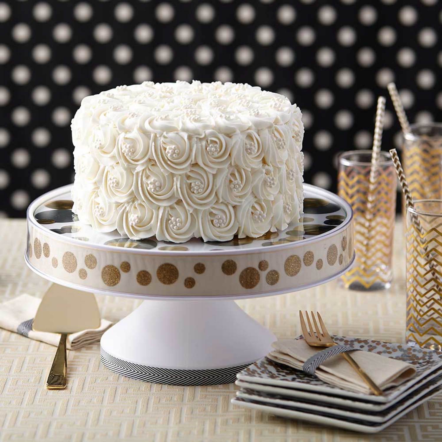 Pure White Rosette Wedding Cake