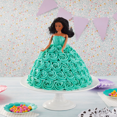 Barbie Doll Cake with Green Roses Dress Delivery in Delhi NCR - ₹1,799.00  Cake Express