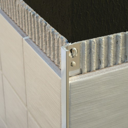 L -Shape aluminium tile trim for protecting and finishing tiled corners and edges.Perfect for edging bathroom/shower niches.