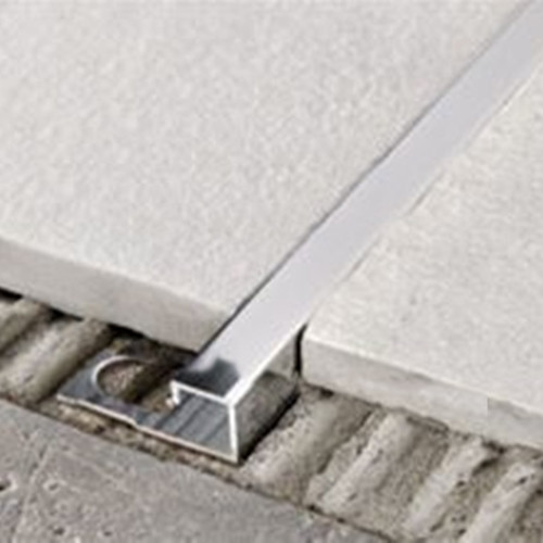 Stainless Steel  square edge tile  trim  for separating two floor sections at the same level.