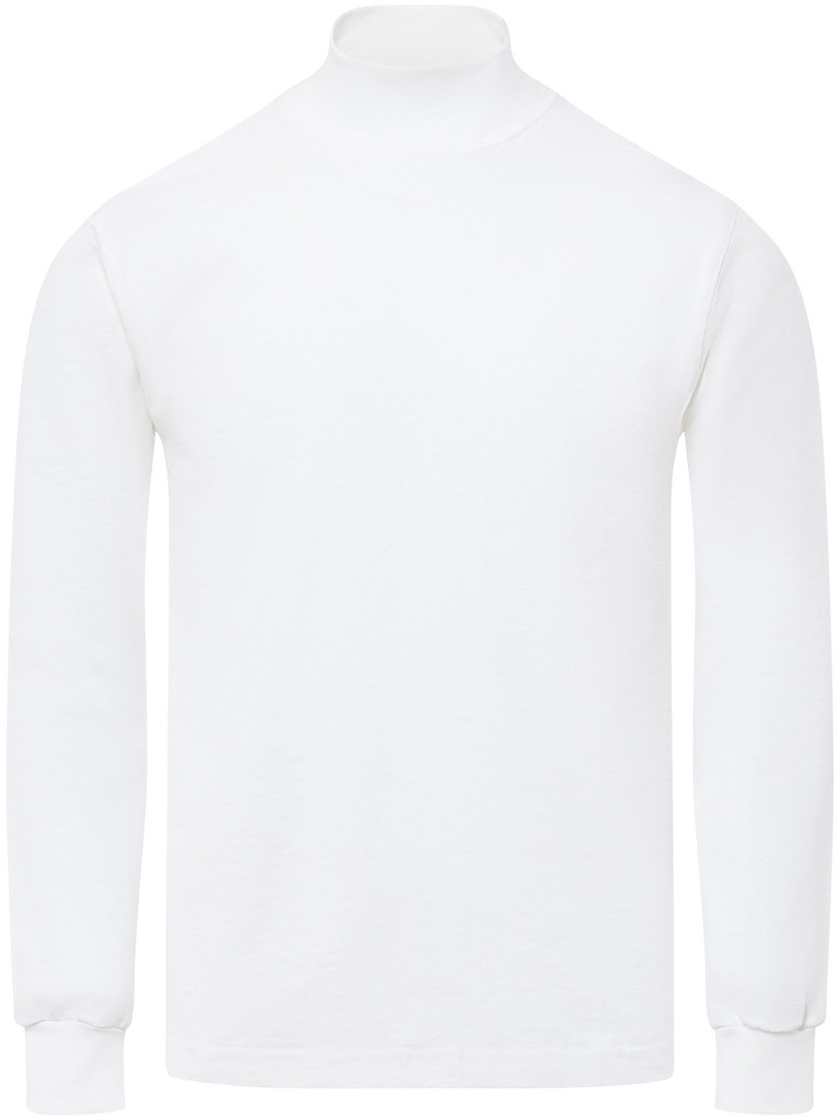 WHITE PREMIUM HEAVYWEIGHT MOCK NECK LONG SLEEVE T-SHIRT - Enkalda