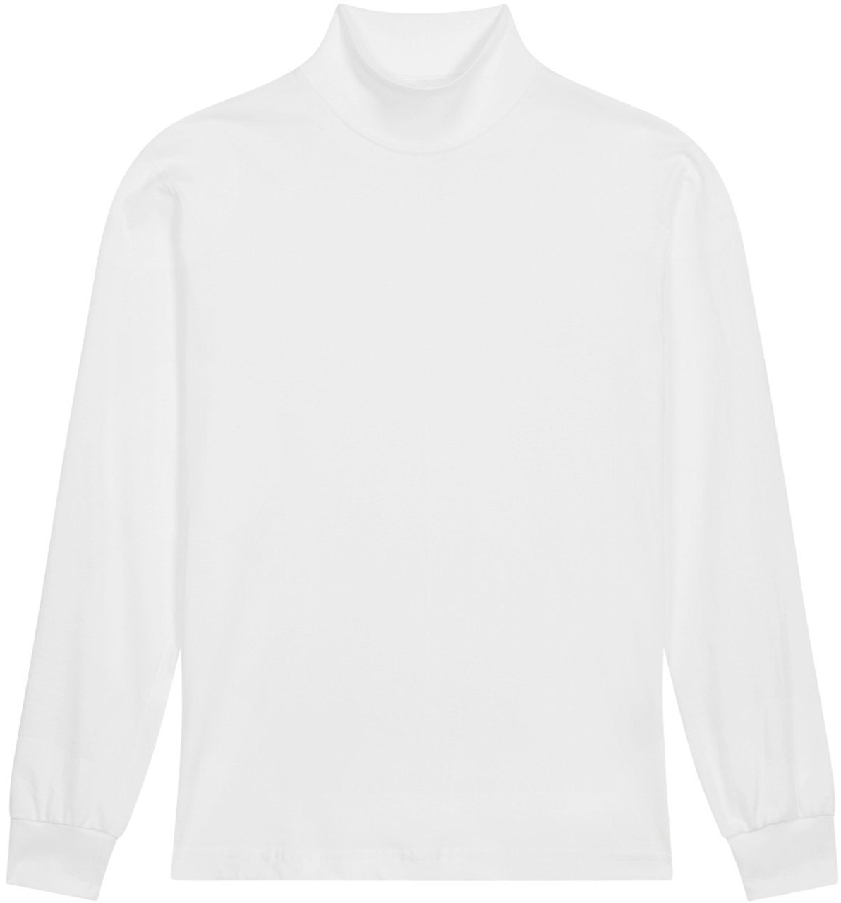 WHITE PREMIUM HEAVYWEIGHT MOCK NECK LONG SLEEVE T-SHIRT - Enkalda.com