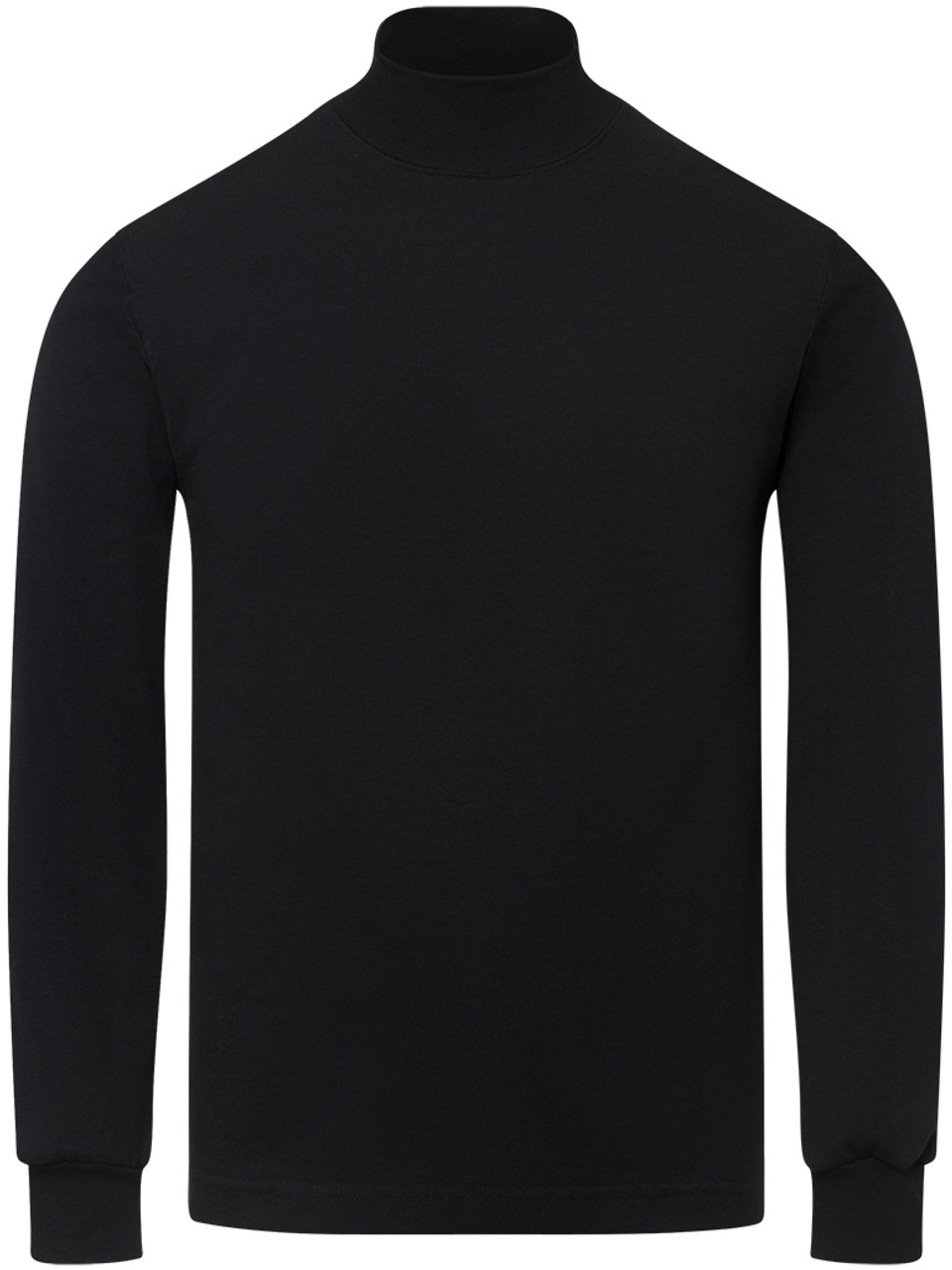 BLACK PREMIUM HEAVYWEIGHT MOCK NECK LONG SLEEVE T-SHIRT