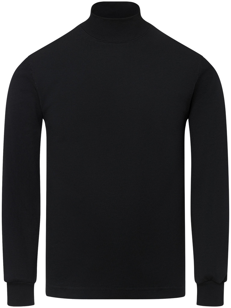 BLACK PREMIUM HEAVYWEIGHT MOCK NECK LONG SLEEVE T-SHIRT - Enkalda