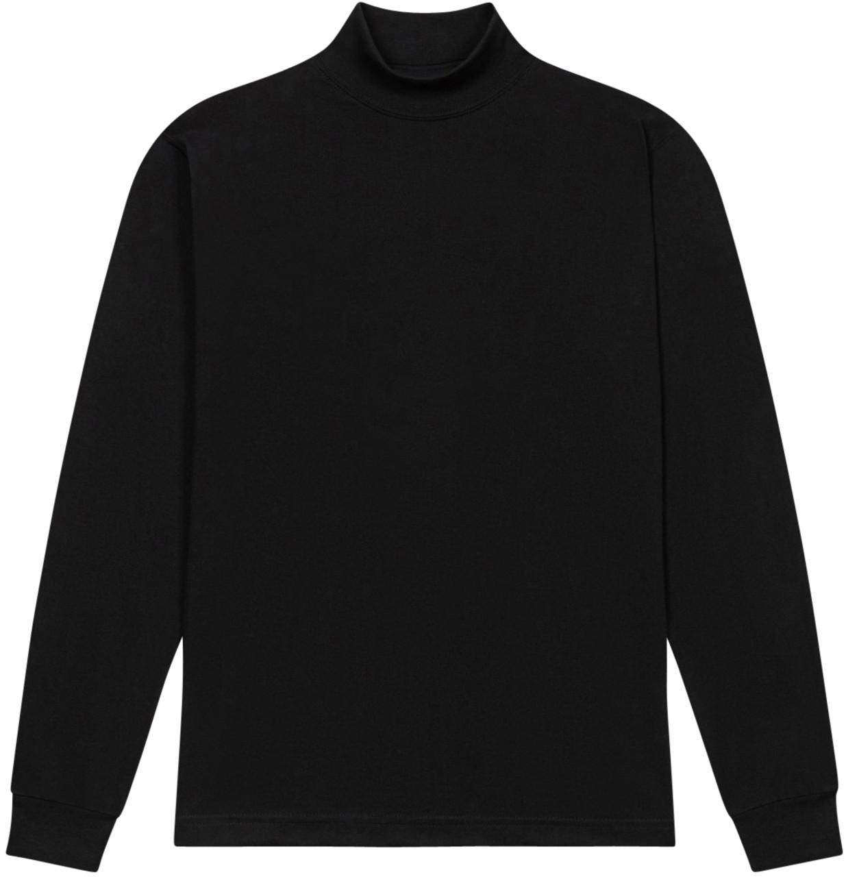 BLACK PREMIUM HEAVYWEIGHT MOCK NECK LONG SLEEVE T-SHIRT