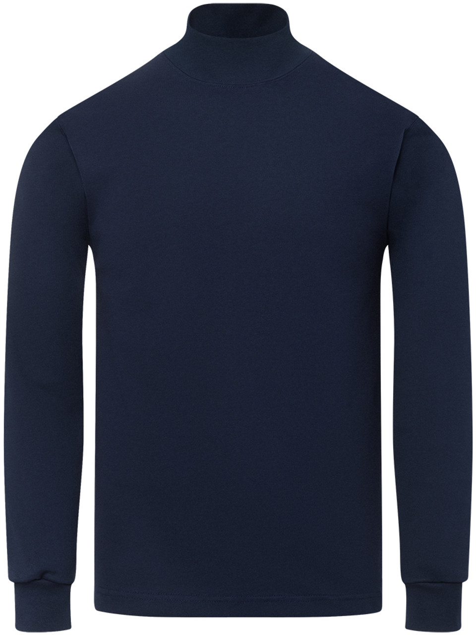 NAVY BLUE PREMIUM HEAVYWEIGHT MOCK NECK LONG SLEEVE T SHIRT