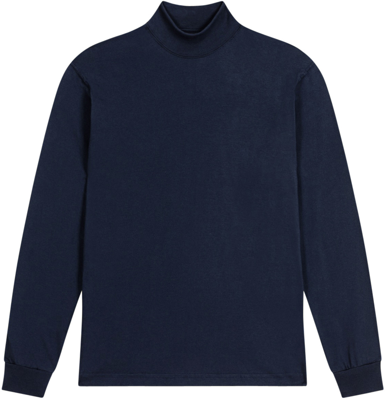 NAVY BLUE PREMIUM HEAVYWEIGHT MOCK NECK LONG SLEEVE T SHIRT