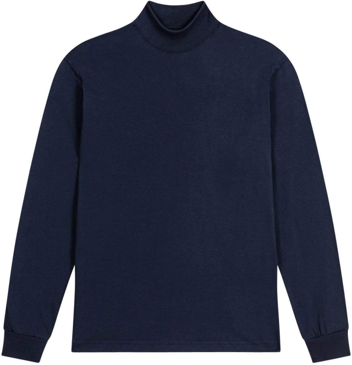 NAVY BLUE PREMIUM HEAVYWEIGHT MOCK NECK LONG SLEEVE T SHIRT - Enkalda