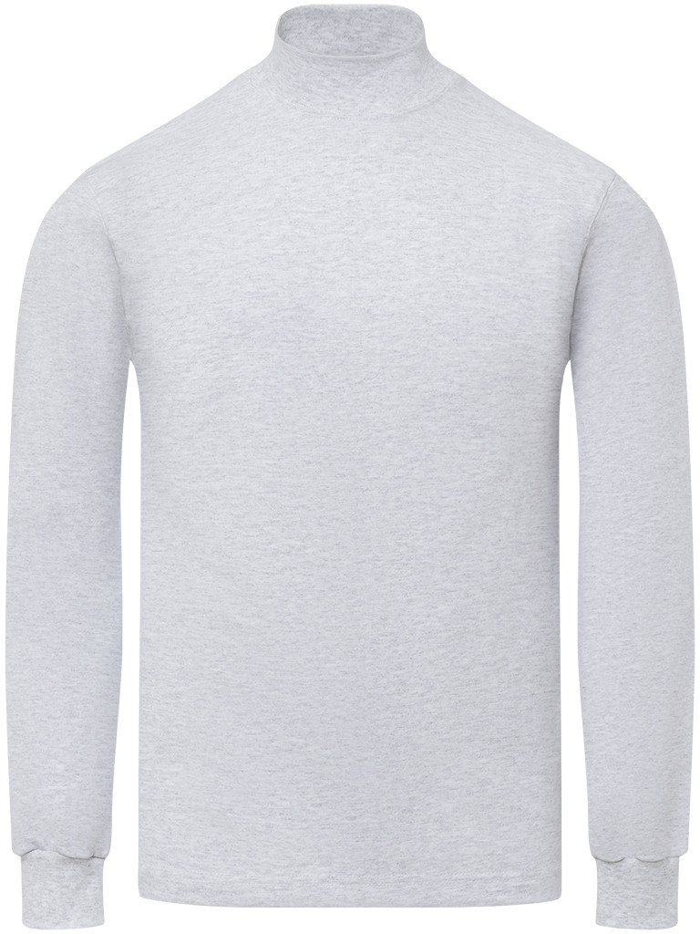 HEATHER GREY PREMIUM HEAVYWEIGHT MOCK NECK LONG SLEEVE T SHIRT
