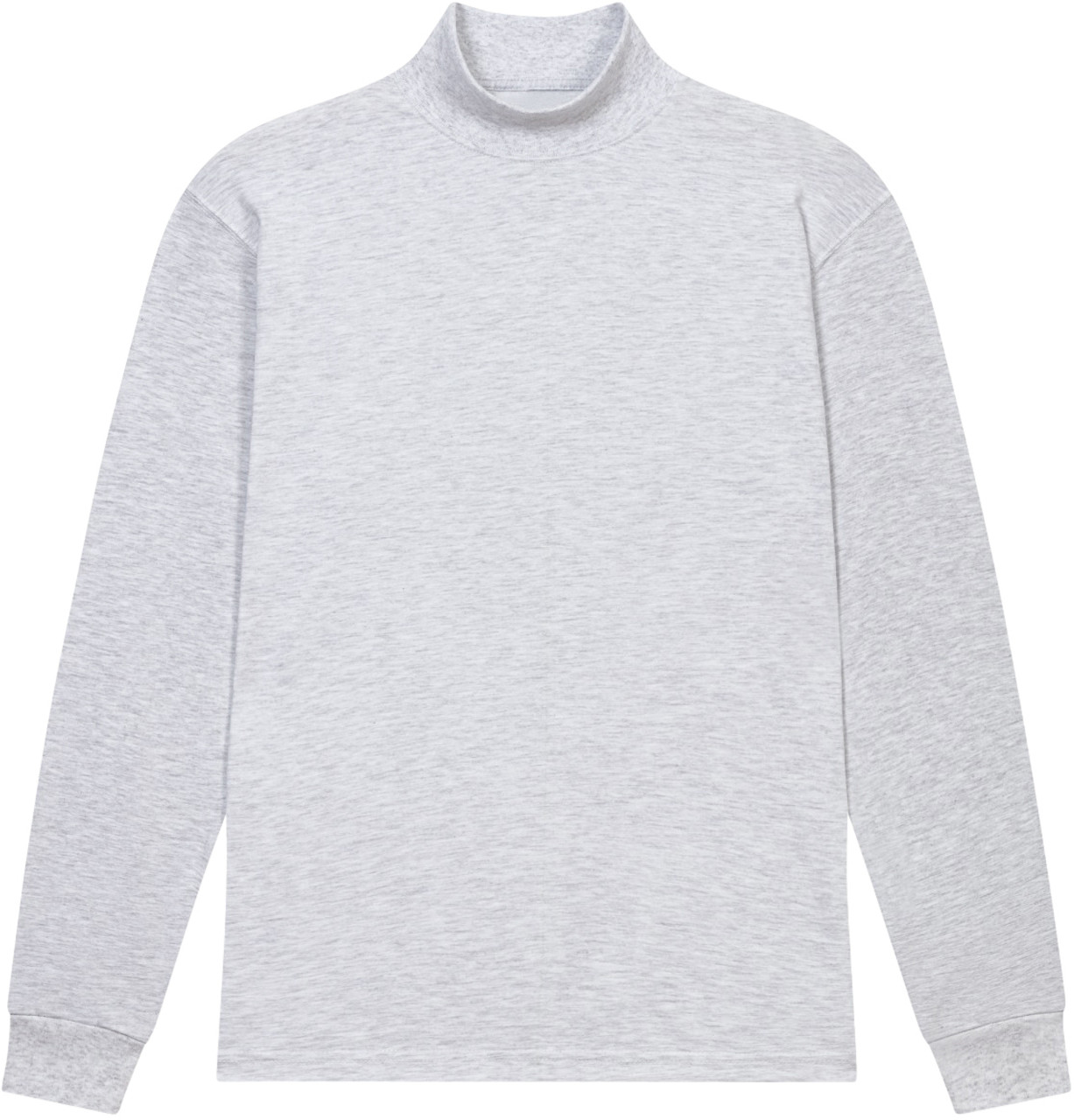 HEATHER GREY PREMIUM HEAVYWEIGHT MOCK NECK LONG SLEEVE T SHIRT