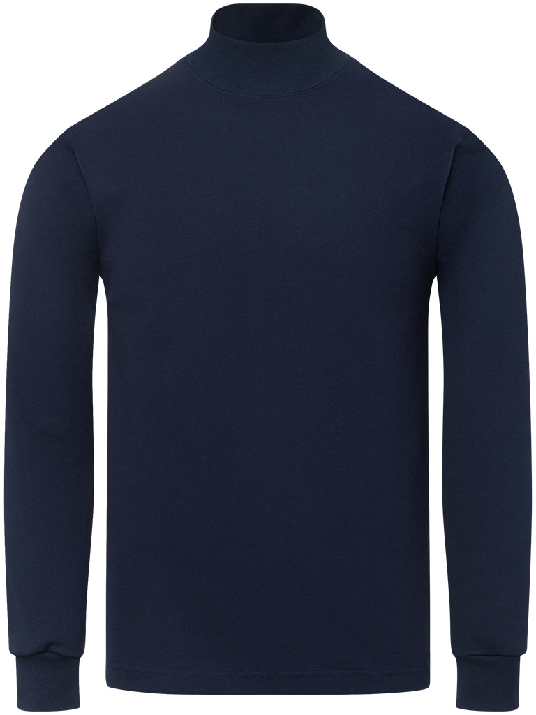 NAVY BLUE PREMIUM HEAVYWEIGHT MOCK NECK LONG SLEEVE T SHIRT - Enkalda