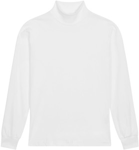 WHITE PREMIUM HEAVYWEIGHT MOCK NECK LONG SLEEVE T-SHIRT