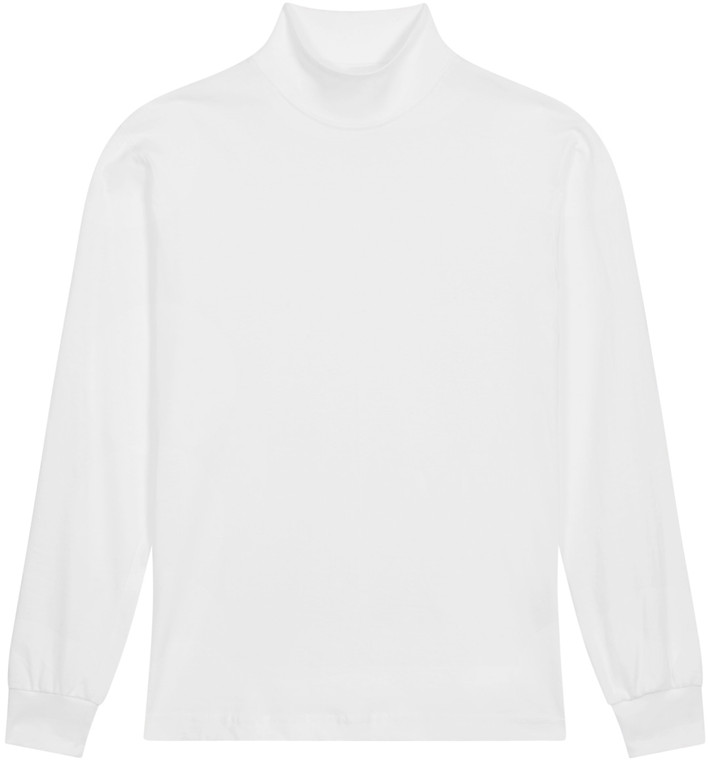 WHITE PREMIUM HEAVYWEIGHT MOCK NECK LONG SLEEVE T-SHIRT