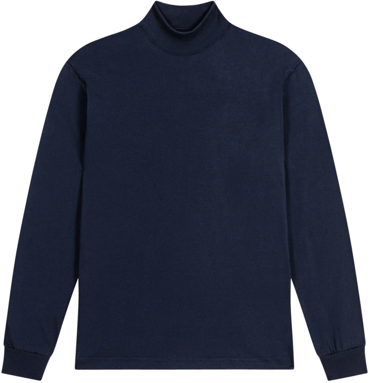 NAVY BLUE PREMIUM HEAVYWEIGHT MOCK NECK LONG SLEEVE T SHIRT - Enkalda
