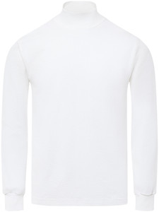 WHITE PREMIUM HEAVYWEIGHT MOCK NECK LONG SLEEVE T-SHIRT