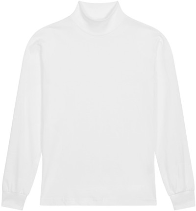 WHITE PREMIUM HEAVYWEIGHT MOCK NECK LONG SLEEVE T-SHIRT - Enkalda