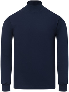 NAVY BLUE PREMIUM HEAVYWEIGHT MOCK NECK LONG SLEEVE T SHIRT