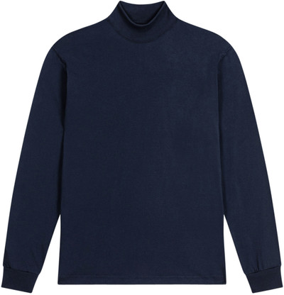 NAVY BLUE PREMIUM HEAVYWEIGHT MOCK NECK LONG SLEEVE T SHIRT - Enkalda