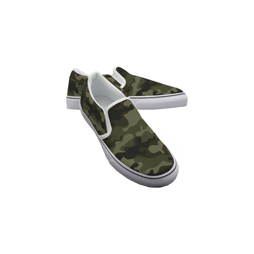 Military Green Camo Men's Slip On Sneakers Military Green Camo Men's Slip On Sneakers