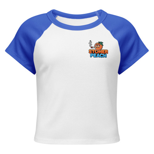 Women's Micro Rib Raglan Baby Tee | Chest Logo | Stoner Peach