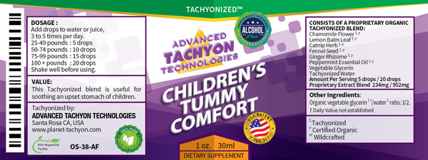 Tachyonized Children's Tummy Comfort - ALCOHOL FREE.