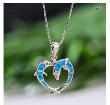 "Dolphins" Blue Opal Tachyon Pendant - Large.