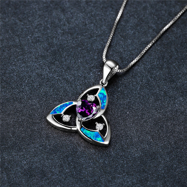 "Flower" Opal Tachyon Pendant with Amethyst Heart.