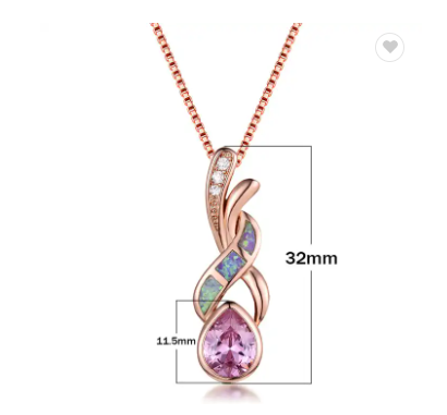 "Teardrop" Rose Opal Tachyon Pendant.