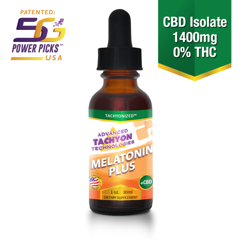 Tachyonized Melatonin Plus CBD,   Melatonin is a vital natural neuro-hormone that regulates the daily circadian rhythm in mammals. Melatonin is the most potent known antioxidant; it has also been shown to protect against various forms of cancer. CBD allows the Melatonin to be more effective in smaller doses.