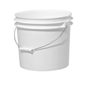 3.5 Gallon White Open Head HDPE Pail, Metal Handle, Round, with Metal Handle