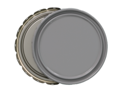 5 Gallon Gray Open Head Solid Steel Cover, Round, New Profile