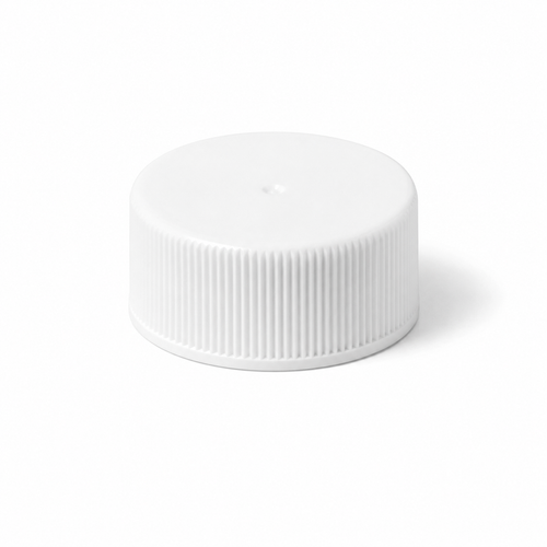28-400 White PP Round Cap , Matte Top, Fine Rib, Heat-Induction Foil for PE