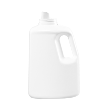 128 Ounce White HDPE Pour-Back Bottle with Spout Installed, 135 Gram, 70 mm