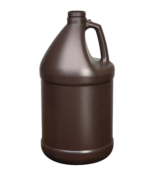 4 x 1 Gallon Amber HDPE Industrial Round Bottle, Flame Treated, 110 Gram, 38-400