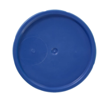 5 Gallon Round Blue HDPE EZ Tear Tab Cover with White Gasket, FDA Approved