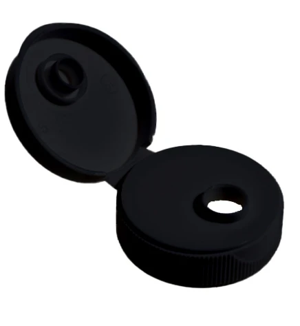 33-400 Black PP Round Flip-Top Cap, 0.250" Orifice, ISPE-PP-U5 Liner