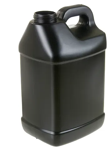 10 Liter Black HDPE Trimline Bottle, Flamed, No UV Inhibitor, 340 Gram, 38-400